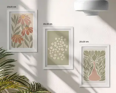 Stenska galerija slik cvetlični motivi z minimalističnimi vzorci v boho stilu