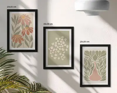 Stenska galerija slik cvetlični motivi z minimalističnimi vzorci v boho stilu