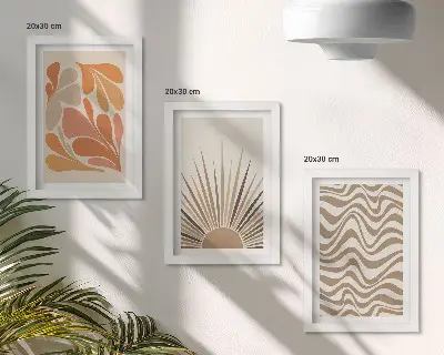 Komplet 3 slik v okvirju sončne boemske abstraktne oblike v pastelnih barvah