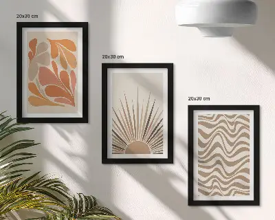 Komplet 3 slik v okvirju sončne boemske abstraktne oblike v pastelnih barvah