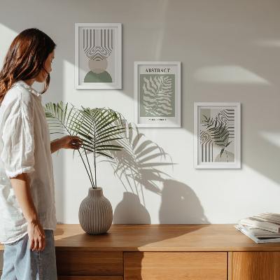Stenska galerija slik Botanični abstrakti v rustikalnem boho slogu