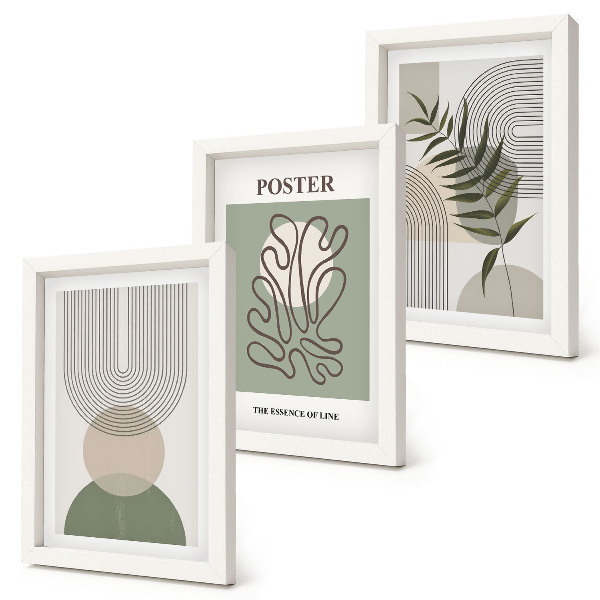 Set 3 slik v okvirju Plakat z geometrijskimi abstraktnimi botaničnimi vzorci