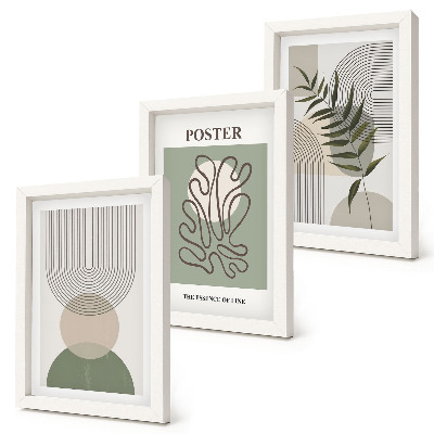 Set 3 slik v okvirju Plakat z geometrijskimi abstraktnimi botaničnimi vzorci