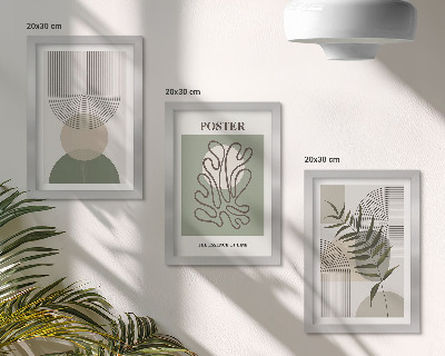 Set 3 slik v okvirju Plakat z geometrijskimi abstraktnimi botaničnimi vzorci