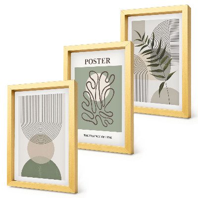 Set 3 slik v okvirju Plakat z geometrijskimi abstraktnimi botaničnimi vzorci