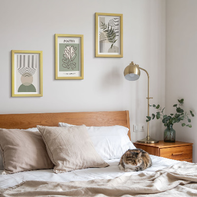 Set 3 slik v okvirju Plakat z geometrijskimi abstraktnimi botaničnimi vzorci