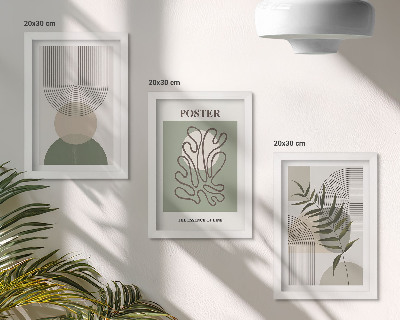 Set 3 slik v okvirju Plakat z geometrijskimi abstraktnimi botaničnimi vzorci