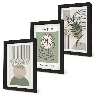 Set 3 slik v okvirju Plakat z geometrijskimi abstraktnimi botaničnimi vzorci