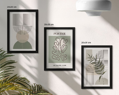 Set 3 slik v okvirju Plakat z geometrijskimi abstraktnimi botaničnimi vzorci