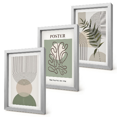 Set 3 slik v okvirju Plakat z geometrijskimi abstraktnimi botaničnimi vzorci