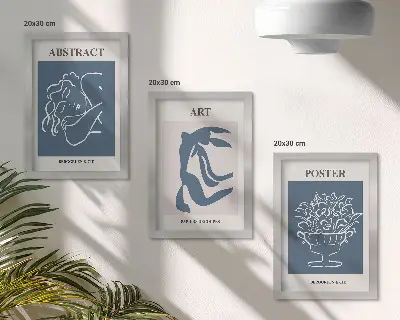 Komplet 3 slik v okvirju elegantni abstraktni vzorci s figurami in cvetjem v slogu Matisseja