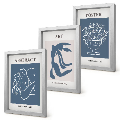 Set 3 slik v okvirju Matissejevi elegantni abstraktni vzorci s figurami in cvetjem