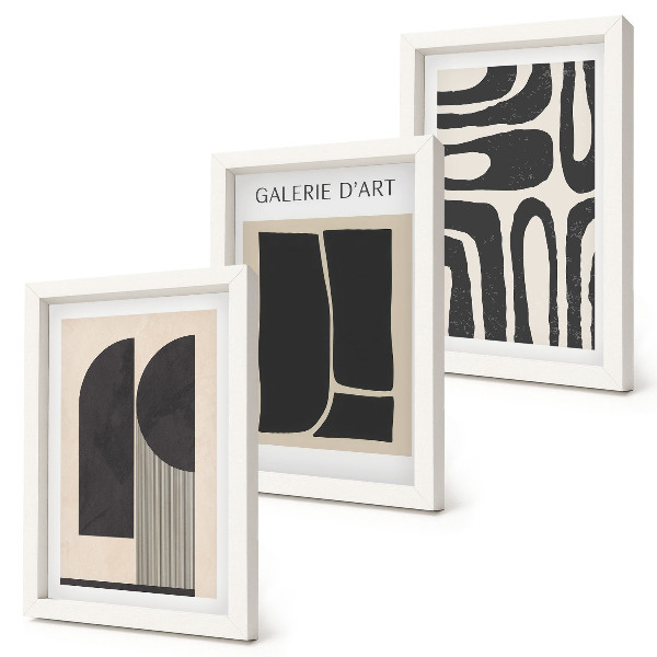 Set 3 slik v okvirju Minimalistični plakati z abstraktnimi oblikami