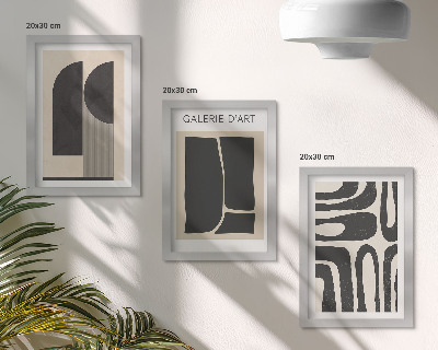 Set 3 slik v okvirju Minimalistični plakati z abstraktnimi oblikami