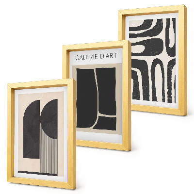 Set 3 slik v okvirju Minimalistični plakati z abstraktnimi oblikami
