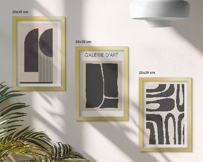 Set 3 slik v okvirju Minimalistični plakati z abstraktnimi oblikami