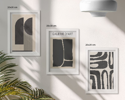 Set 3 slik v okvirju Minimalistični plakati z abstraktnimi oblikami