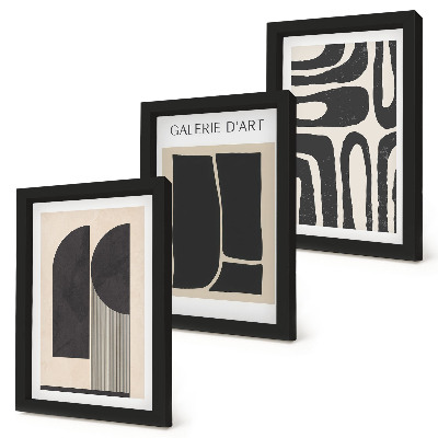 Set 3 slik v okvirju Minimalistični plakati z abstraktnimi oblikami