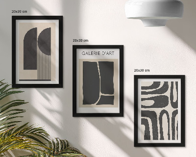 Set 3 slik v okvirju Minimalistični plakati z abstraktnimi oblikami