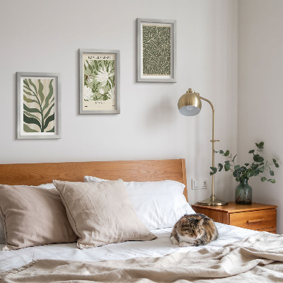 Komplet slik v okvirju Rastlinski vzorci, botanični okraski, boho stil