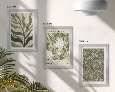 Komplet slik v okvirju Rastlinski vzorci, botanični okraski, boho stil