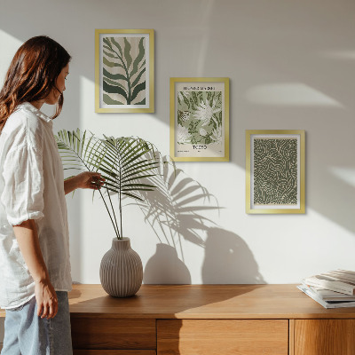Komplet slik v okvirju Rastlinski vzorci, botanični okraski, boho stil