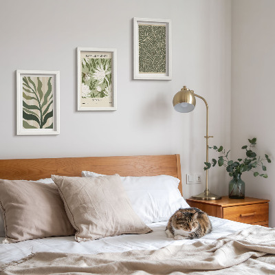 Komplet slik v okvirju Rastlinski vzorci, botanični okraski, boho stil