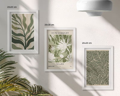 Komplet slik v okvirju Rastlinski vzorci, botanični okraski, boho stil
