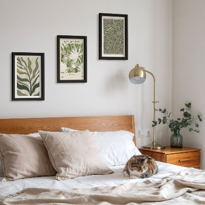 Komplet slik v okvirju Rastlinski vzorci, botanični okraski, boho stil