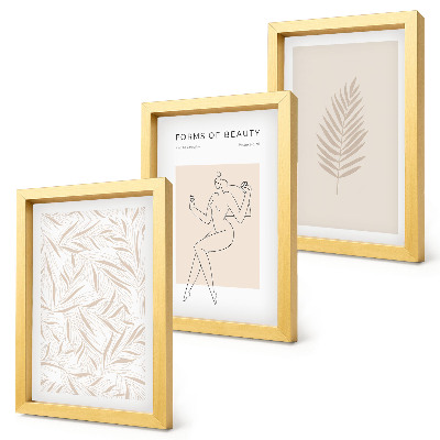 Set 3 slik v okvirju Minimalistični botanični motivi oblikovanja