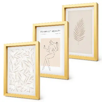 Komplet 3 slik v okvirju minimalistični botanični motivi