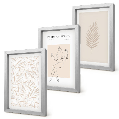Set 3 slik v okvirju Minimalistični botanični motivi oblikovanja