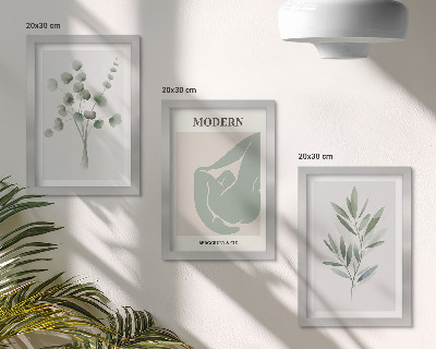 Stenska galerija slik Rastlinski motivi v nežnih odtenkih zelene