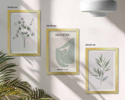 Stenska galerija slik Rastlinski motivi v nežnih odtenkih zelene