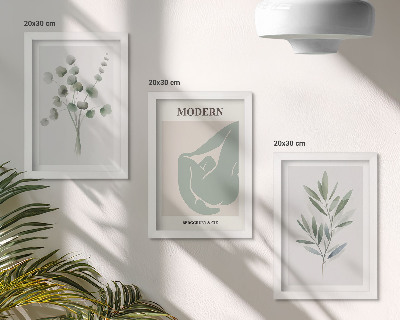Stenska galerija slik Rastlinski motivi v nežnih odtenkih zelene