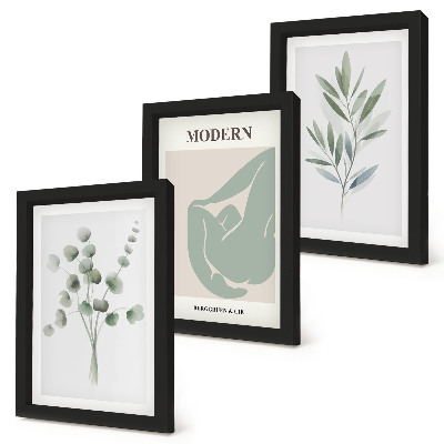 Stenska galerija slik Rastlinski motivi v nežnih odtenkih zelene