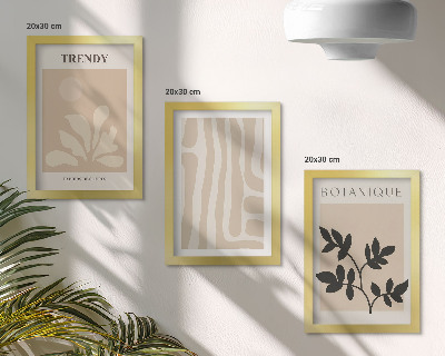 Stenska galerija slik Elegantni rastlinski vzorci v bež in črnih odtenkih