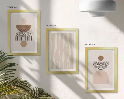 Komplet slik v okvirju Abstraktne oblike v odtenkih rjave in bež