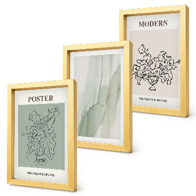 Set 3 slik v okvirju Rože v vazi v modernem in minimalističnem slogu