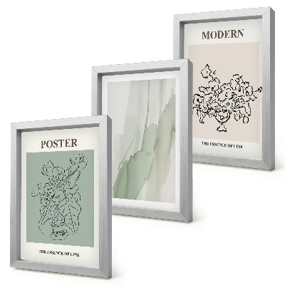 Set 3 slik v okvirju Rože v vazi v modernem in minimalističnem slogu