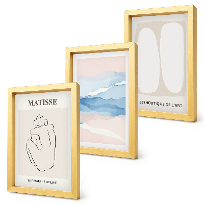 Set 3 slik v okvirju Matissejeve abstraktne oblike in nežne barve