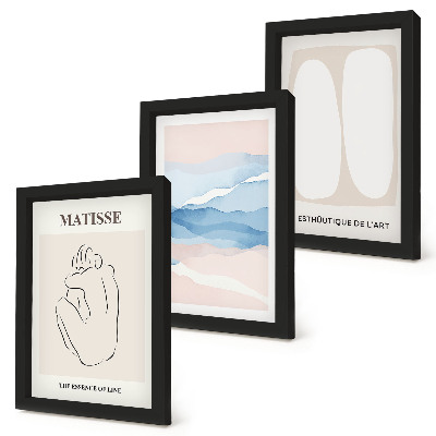 Set 3 slik v okvirju Matissejeve abstraktne oblike in nežne barve