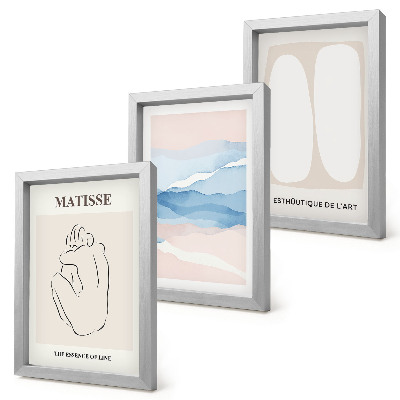 Set 3 slik v okvirju Matissejeve abstraktne oblike in nežne barve