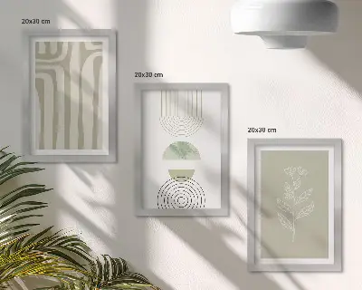Stenska galerija slik geometrijski vzorci z rastlinskimi motivi v odtenkih zelene