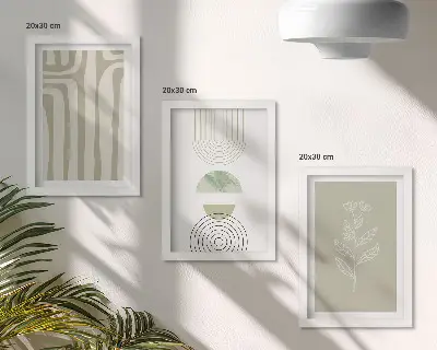 Stenska galerija slik geometrijski vzorci z rastlinskimi motivi v odtenkih zelene