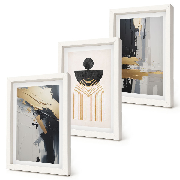 Set 3 slik v okvirju Geometrijska abstraktna elegantna kompozicija