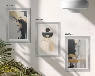 Geometrijska abstraktna elegantna kompozicija set 3 slik v okvirju