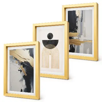 Geometrijska abstraktna elegantna kompozicija set 3 slik v okvirju