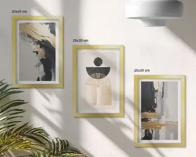 Geometrijska abstraktna elegantna kompozicija set 3 slik v okvirju