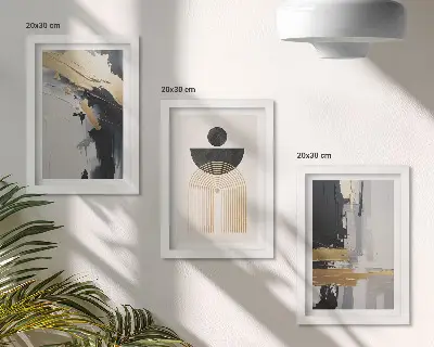 Geometrijska abstraktna elegantna kompozicija set 3 slik v okvirju